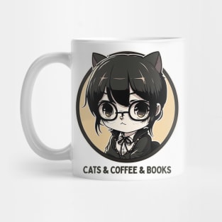 Cats & Coffee & Books Mug